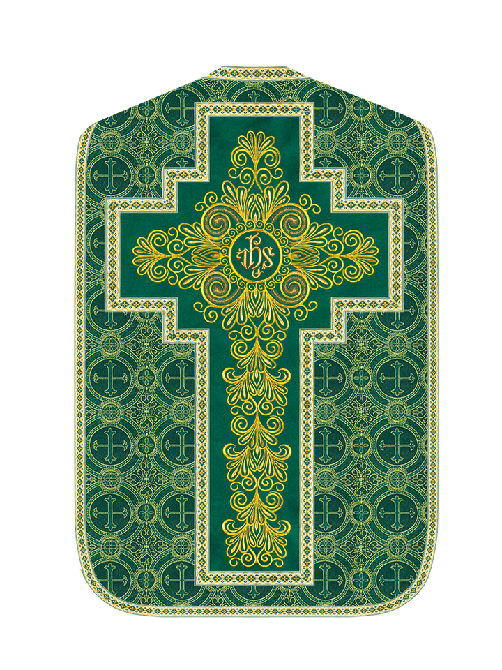 Roman Chasuble Vestment enriched With Coloured Braids and Trims