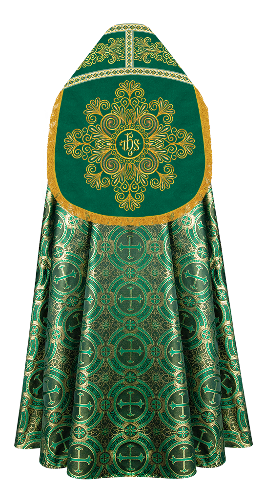 Roman Cope Vestment with Spiritual Motif and Adorned Embroidery