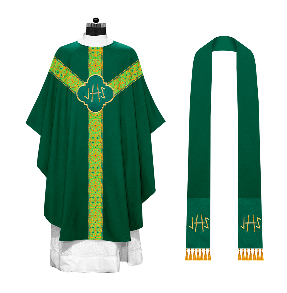 Gothic Chasuble Vestment with Y type braided orphrey