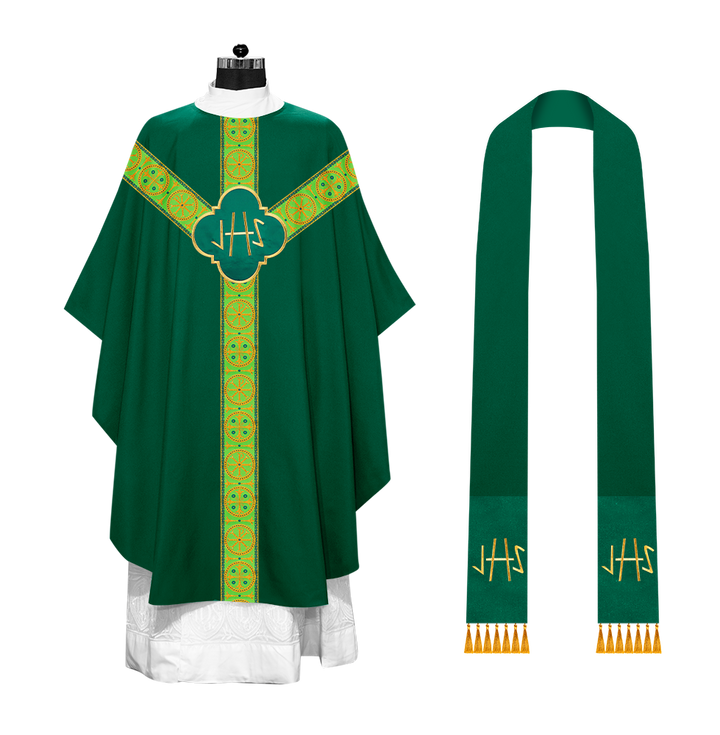 Gothic Chasuble Vestment with Y type braided orphrey