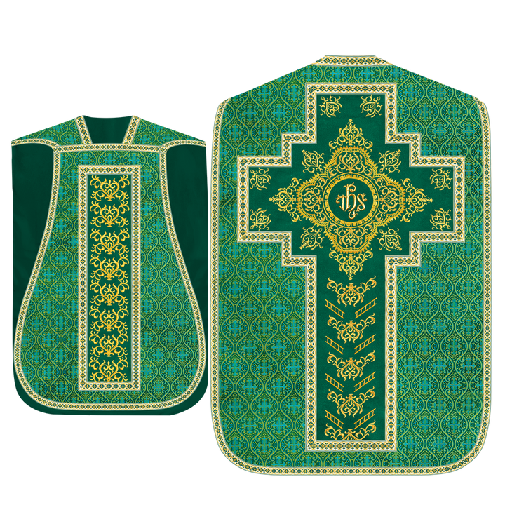 Traditional Fiddleback Vestment With Motifs and Trims