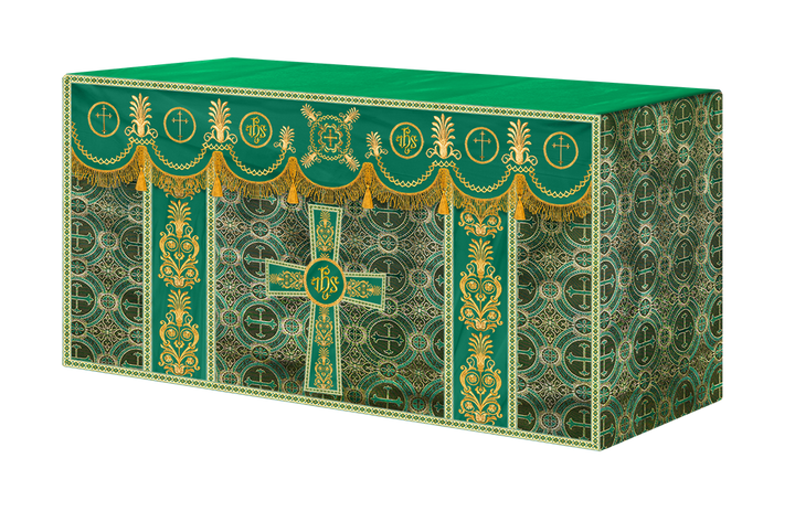 Altar Cloth with Embroidered Motif and Trims