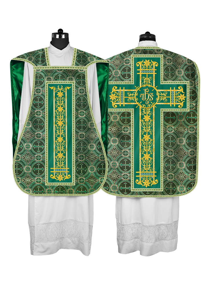 Roman Chasuble Vestment Enhanced With Orphrey and Trims