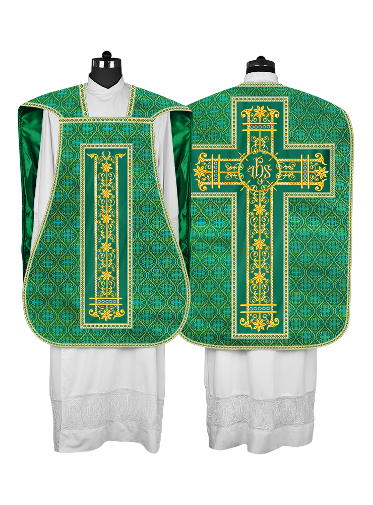 Roman Chasuble Vestment Enhanced With Orphrey and Trims