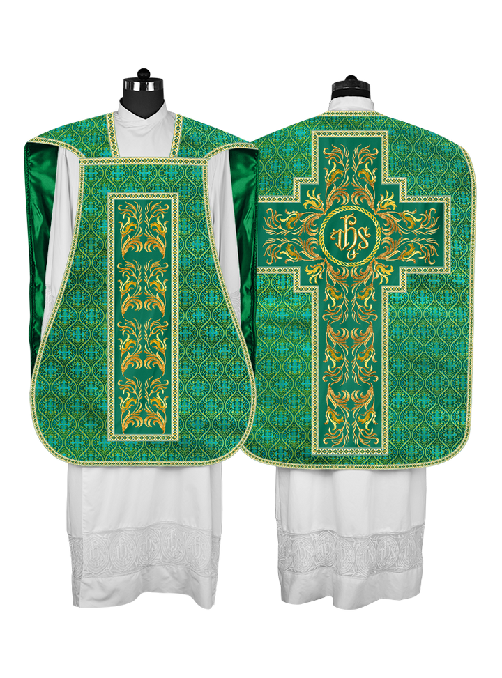Roman Chasuble Vestment With Woven Braids and Trims
