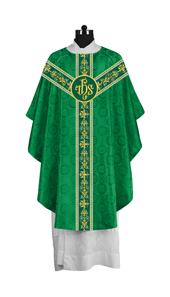 Elegant Gothic Chasuble with Embroidered Motif & Y-type Orphrey
