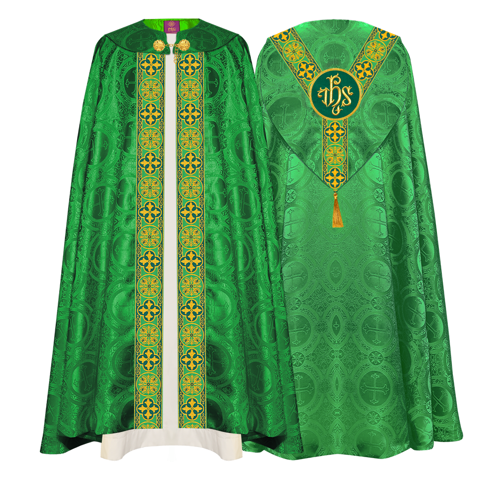 Gothic Cope Vestment with Y Type Motif and Braided Trims