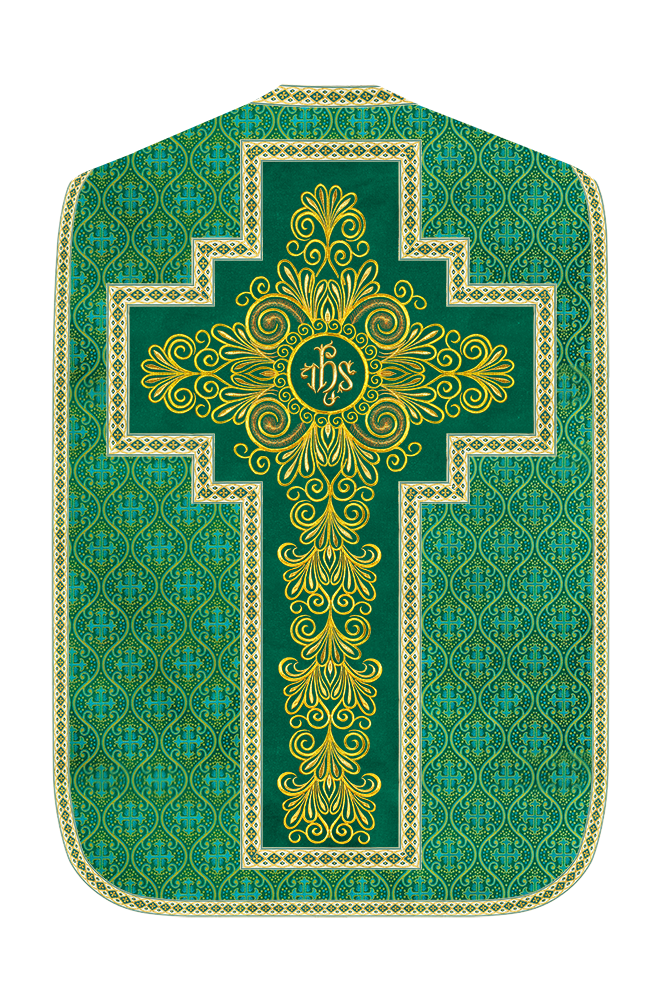 Roman Chasuble Vestment enriched With Coloured Braids and Trims