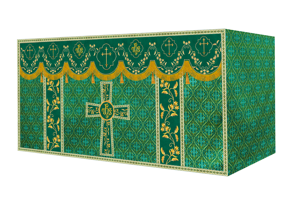 Altar Table Cloth With Floral Embroidery trims