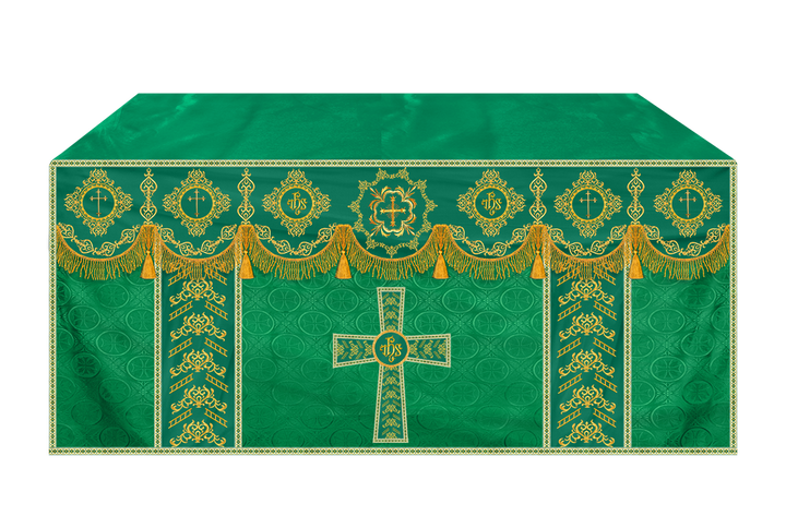 Elegant Altar Cloth with Intricate Orphrey Embroidery & Motif