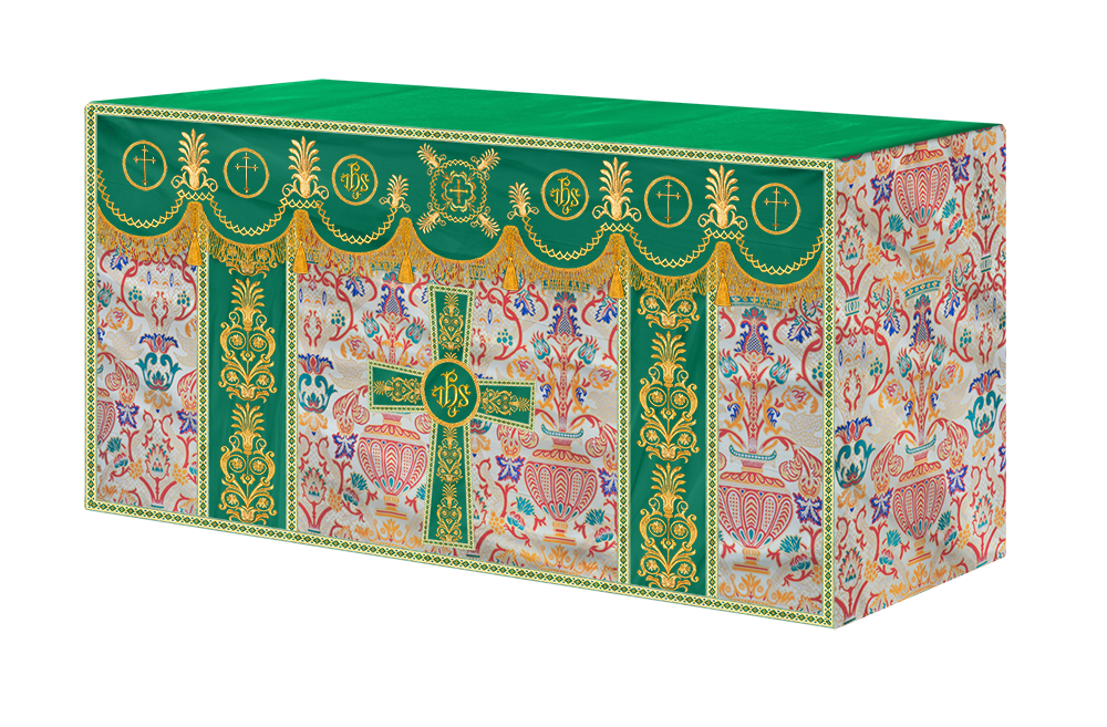 Coronation Tapestry Altar Table Cloth with Embroidered trims