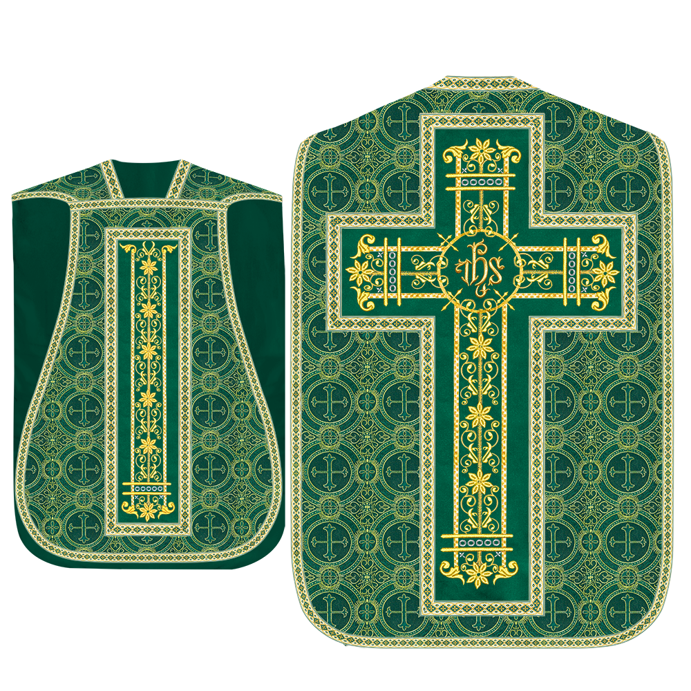 Roman Chasuble Vestment Enhanced With Orphrey and Trims