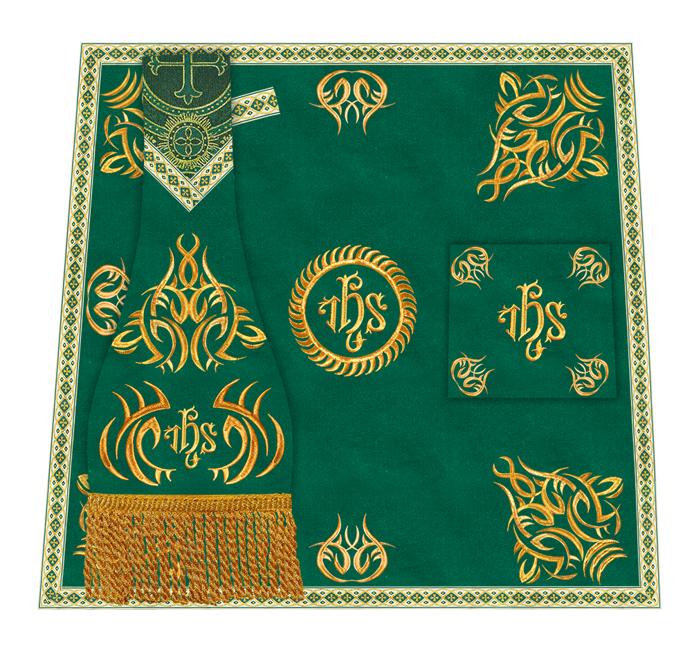 Set of Four Roman Chasuble with Embroidered Trims