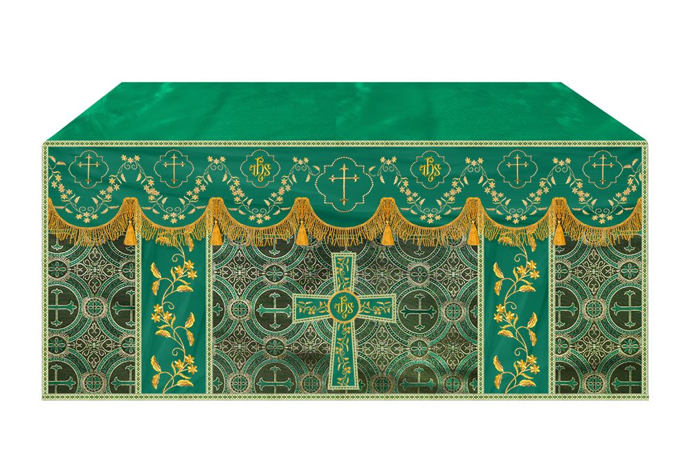 Altar Table Cloth With Floral Embroidery trims