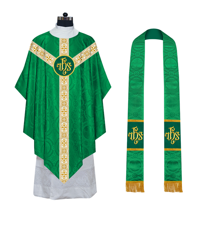 Traditional Pugin Style Chasuble Adorned with White Braids