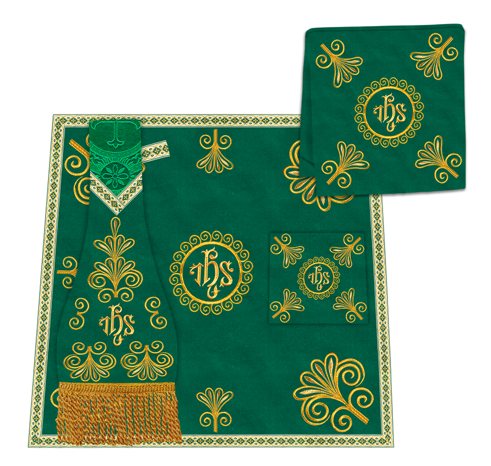 Roman Chasuble Vestment enriched With Coloured Braids and Trims