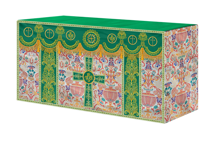 Embroidered Tapestry Altar Cloth with Ornate Orphrey