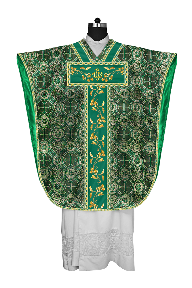 Borromean Chasuble Vestment Ornated With Floral Design and Trims