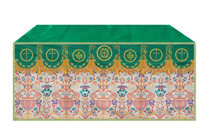 Traditional Tapestry Altar Cloth with Embroidery Details