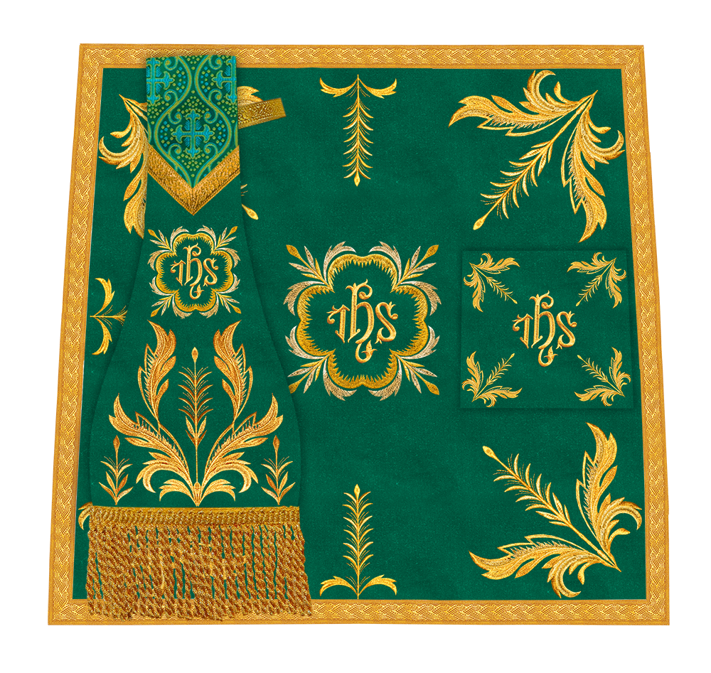 Set of Four Roman Chasuble with liturgical motifs