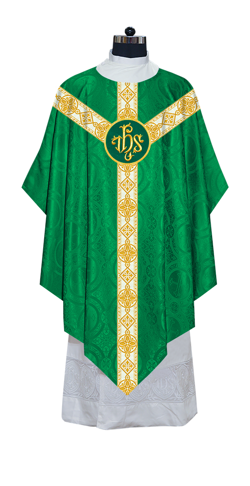 Traditional Pugin Style Chasuble Adorned with White Braids