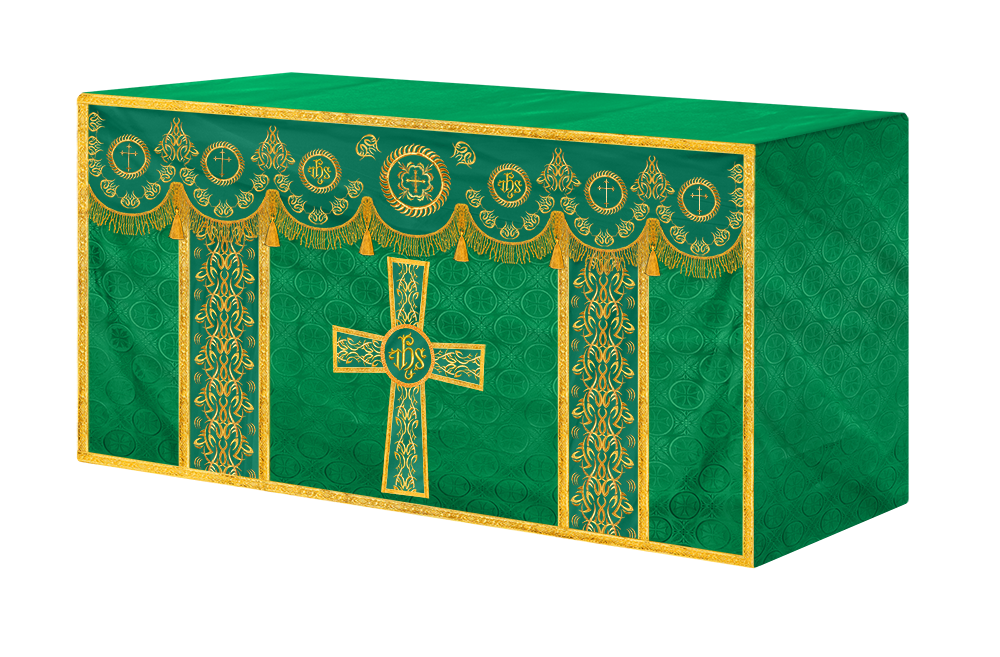 Liturgical Altar Table Cloth with Elegant Embroidery Trims