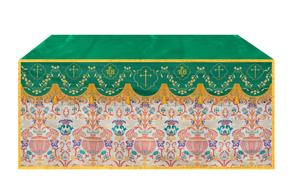 Floral Embroidery Tapestry Altar Cloth with motif