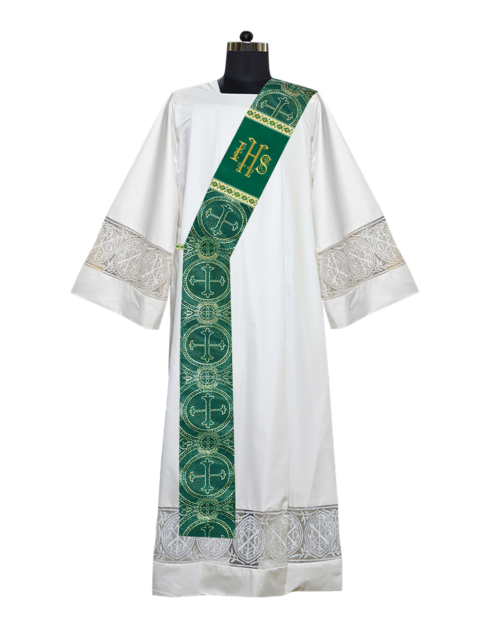 Deacon Stole with IHS Embroidered Spiritual Motifs