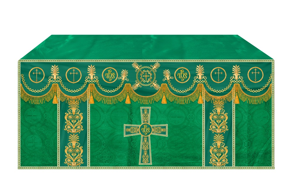 Altar Cloth with Embroidered Motif and Trims