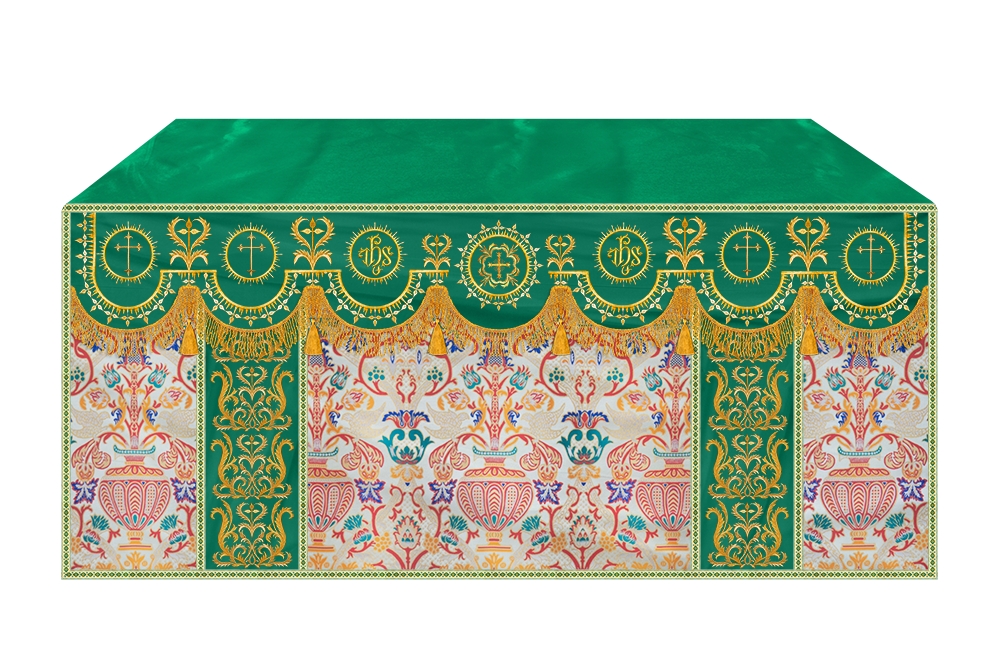 Tapestry Altar Cloth with Elegant Embroidered Trims