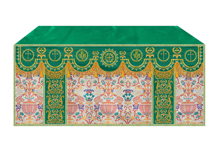 Tapestry Altar Cloth with Elegant Embroidered Trims