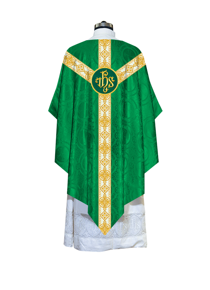 Traditional Pugin Style Chasuble Adorned with White Braids