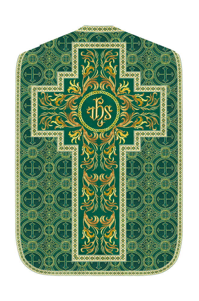 Roman Chasuble Vestment With Woven Braids and Trims