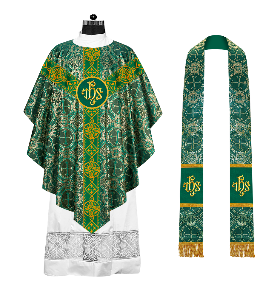 Pugin Style Chasuble with Embroidered Orphrey