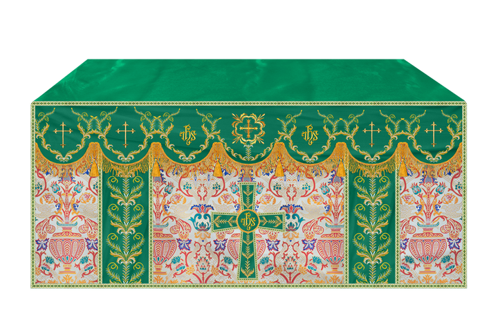 Liturgical Tapestry Altar Cloth with Detailed Embroidered Trims
