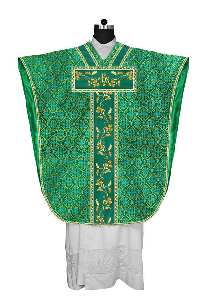 Borromean Chasuble Vestment Ornated With Floral Design and Trims