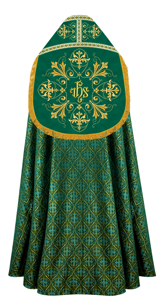 Embroidered Roman Cope Vestment with Braided Trims