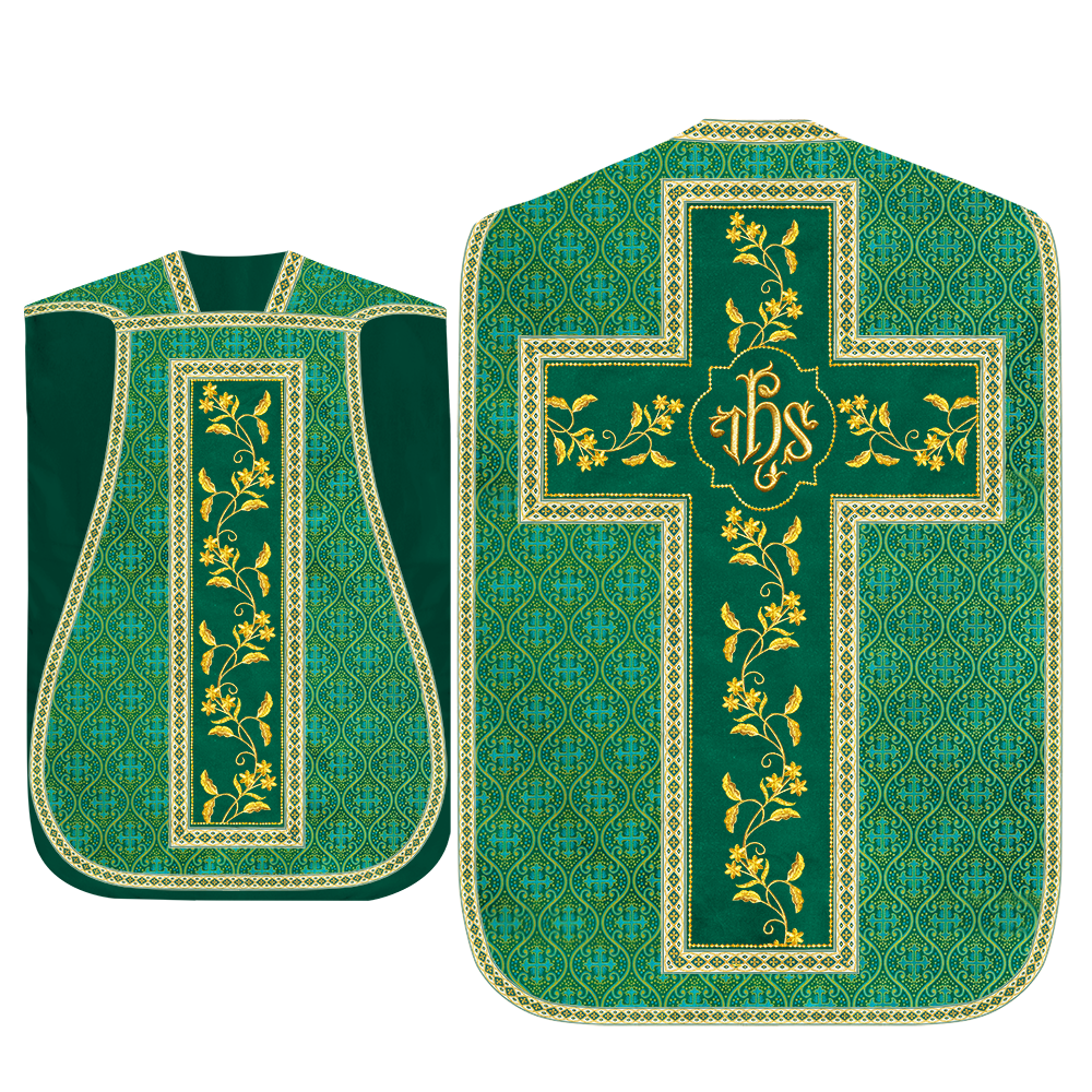 Set of Four Floral Embroidery Roman Chasuble