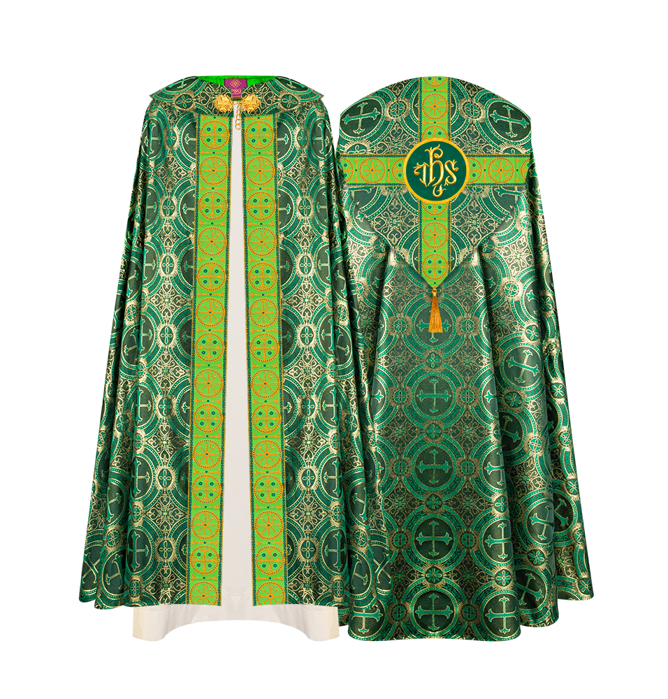 Gothic Cope Vestment with Cross Type Braided Motif