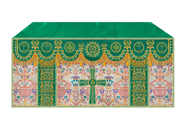 Tapestry Altar Cloth with Elegant Embroidered Trims