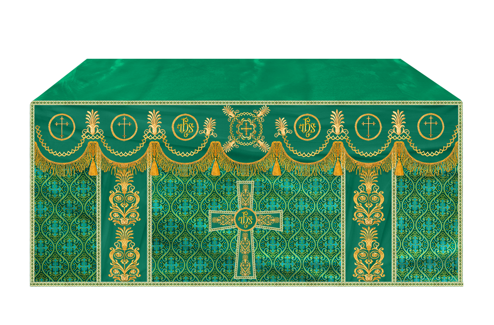 Altar Cloth with Embroidered Motif and Trims