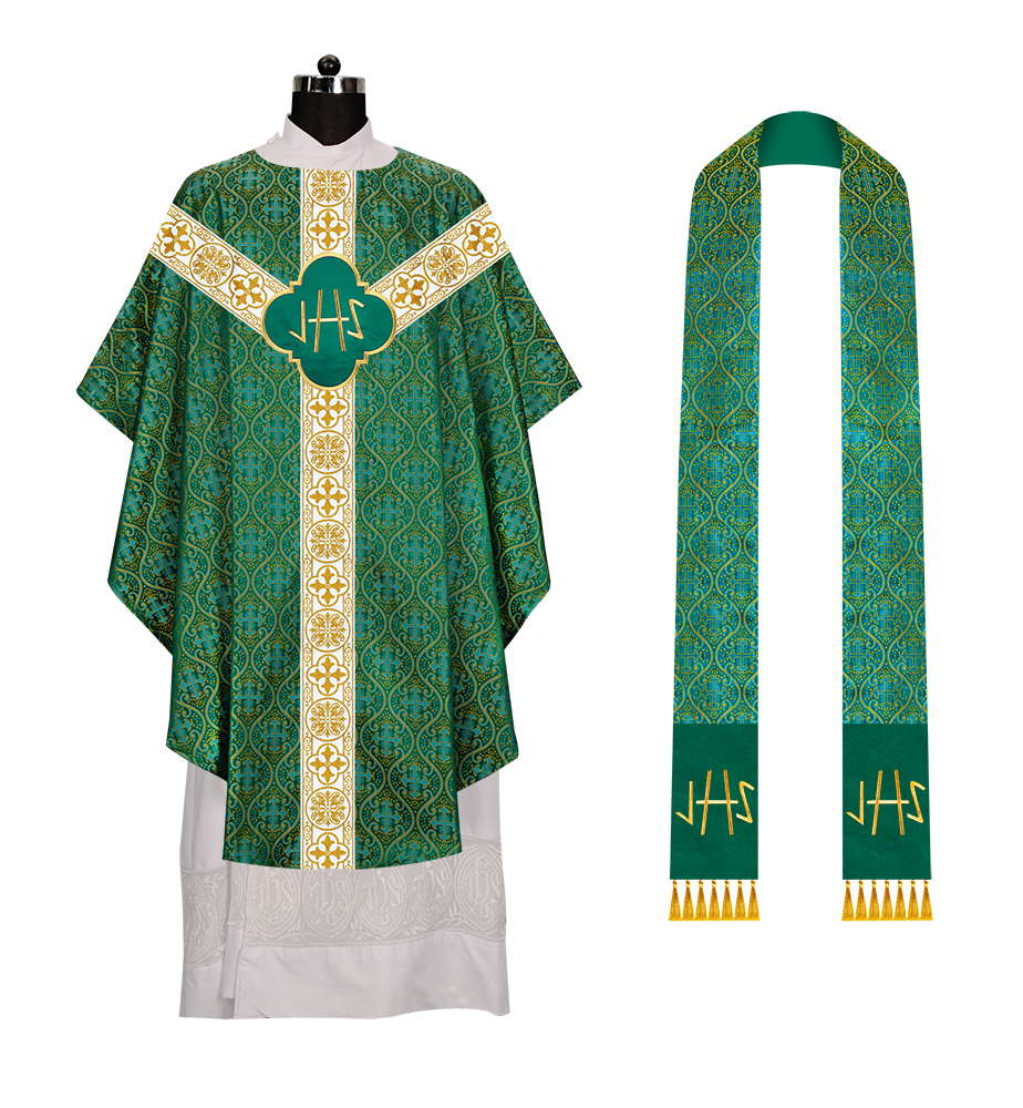 Gothic Chasuble with Embroidered Motif and Orphrey