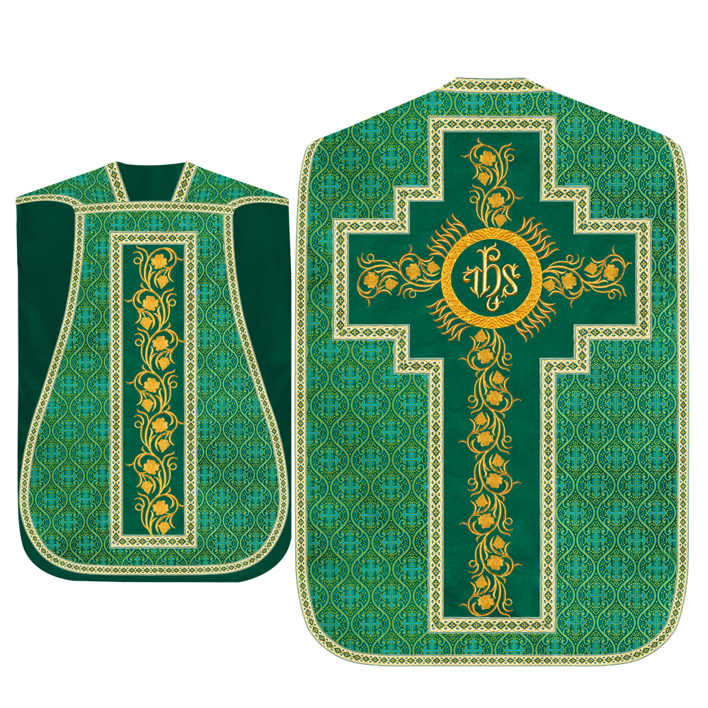 Roman Chasuble Vestment With Grapes Embroidery and Trims