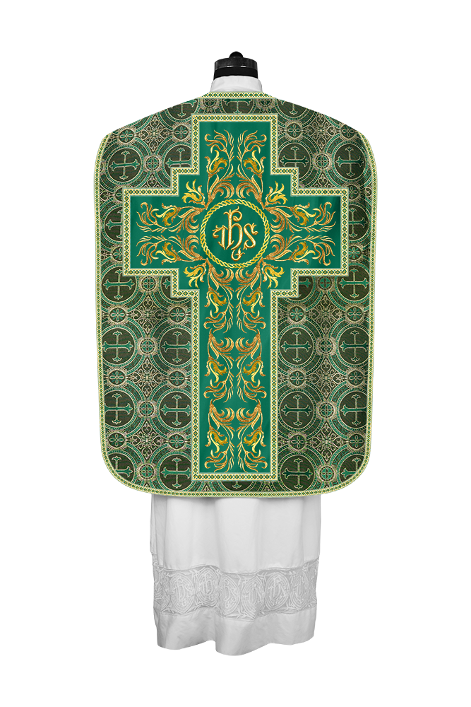 Roman Chasuble Vestment With Woven Braids and Trims