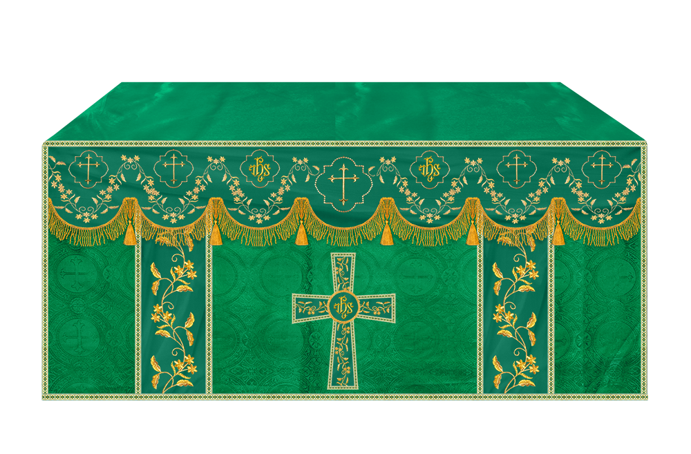 Altar Table Cloth With Floral Embroidery trims