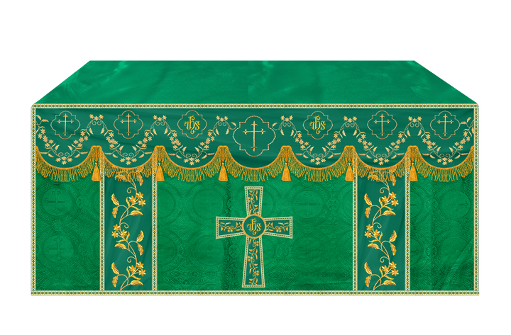 Altar Table Cloth With Floral Embroidery trims