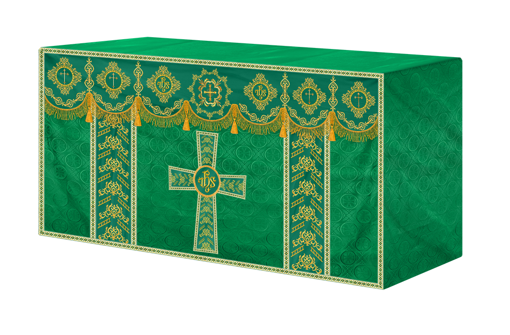 Elegant Altar Cloth with Intricate Orphrey Embroidery & Motif