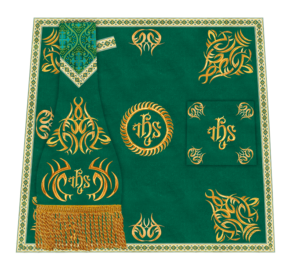 Borromean Chasuble Vestment With Braided Orphrey and Trims