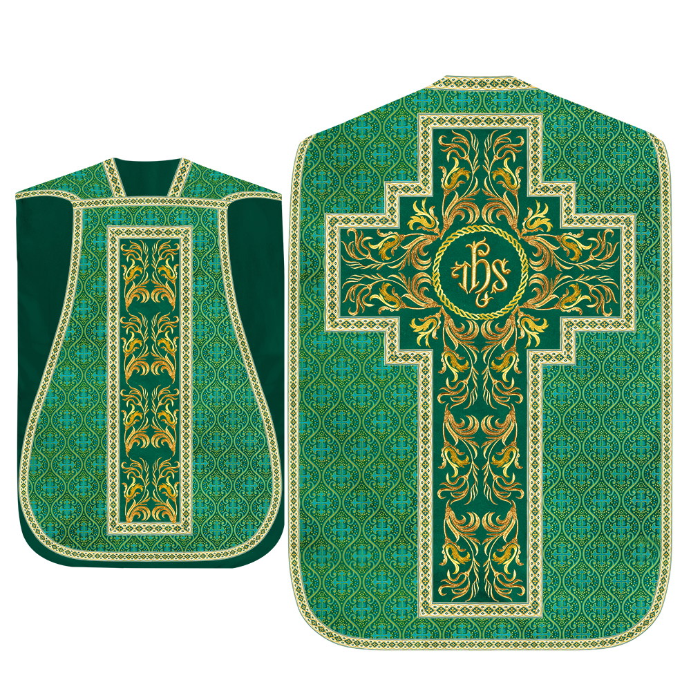 Roman Chasuble Vestment With Woven Braids and Trims