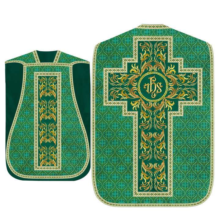 Roman Chasuble Vestment With Woven Braids and Trims